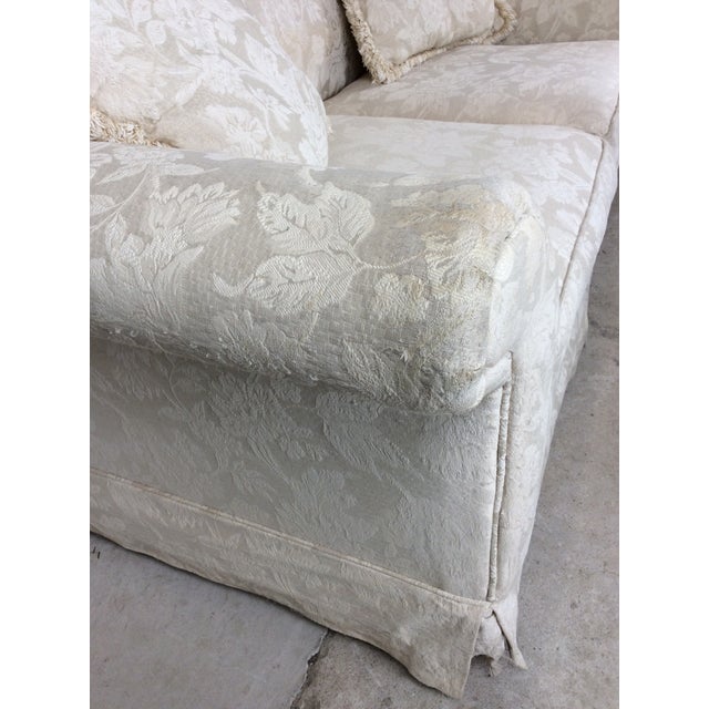 White Vintage White Floral Loveseat With Throw Pillows For Sale - Image 8 of 18