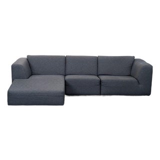 Eq3 Morten Dark Grey 4-Seat Sectional Sofa With Left Chaise For Sale
