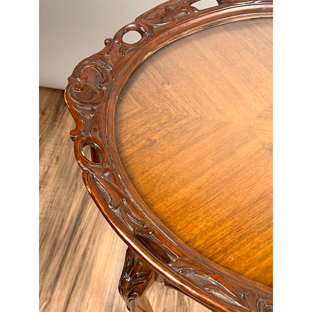 Vintage Louis XVI Style Butlers Table With Removable Glass Tray For Sale In Boston - Image 6 of 11