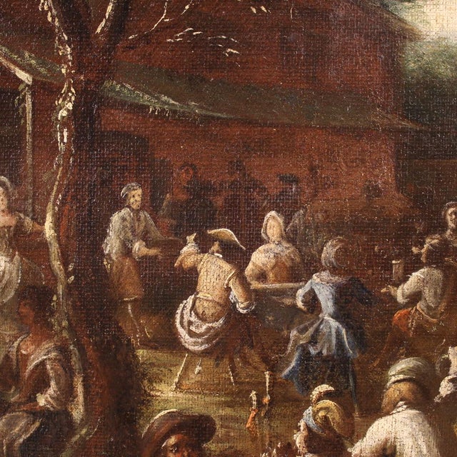 Flemish Landscape, Village Festival, 1640, Oil on Canvas, Framed For Sale - Image 14 of 17