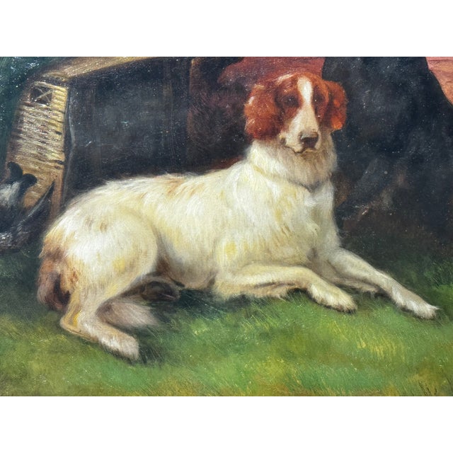 English Victorian Hunting Oil Painting “Game Dogs” – Robert Cleminson (1864–1903) Gilt Framed For Sale - Image 14 of 18