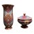 Toyo Pink Peacock Feather Pattern Porcelain Vase Container Set- A Pair For Sale