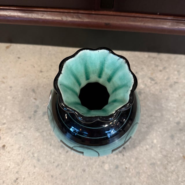 Mid 20th Century Swedish Art Deco Geometric Art Pottery Vase by Ilse Claesson for Rörstrand For Sale In New York - Image 6 of 9
