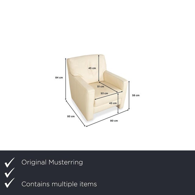 Modern Cream Leather Armchairs from Musterring, Set of 2 For Sale - Image 3 of 18