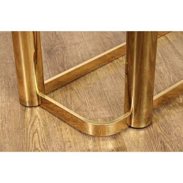 1970s Hollywood Regency Postmodern Two-Tier Glass Top Console Table For Sale - Image 5 of 12