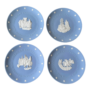 Vintage English Wedgwood Jasperware Blue and White Bicentennial Plates - Set of 4