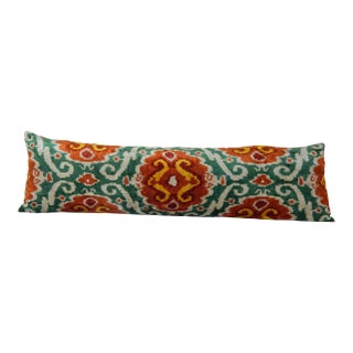 Silk Velvet Hand Loomed Lumbar Accent Pillow For Sale