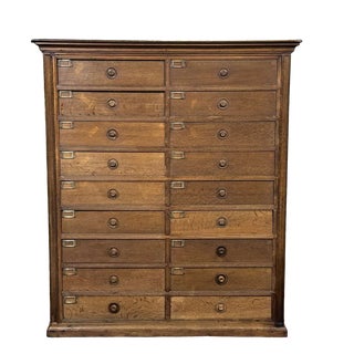 Early 20th Century Oak and Fir Notarys Cabinet with 18 Drawers For Sale