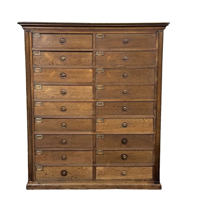 Early 20th Century Oak and Fir Notarys Cabinet with 18 Drawers For Sale