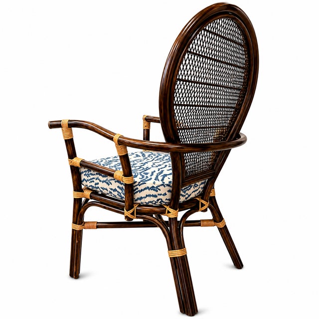 Mid-Century Modern Vintage Rattan Balloon Chair With New Schumacher Cushion For Sale - Image 3 of 7