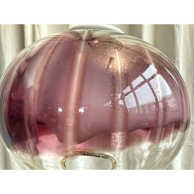 Mauve Space Age Murano Glass and Chrome Pendant from AV Mazzega, Italy, 1970s For Sale - Image 8 of 18