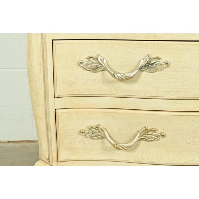 Henredon French Rococo Louis XV Carved Oak and Silver Gilt Marble Top Commodes or Chests of Drawers, Pair For Sale - Image 9 of 16