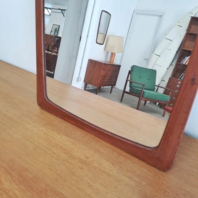 Mid-Century Modern Vintage Danish Mirror, 1950s For Sale - Image 3 of 7