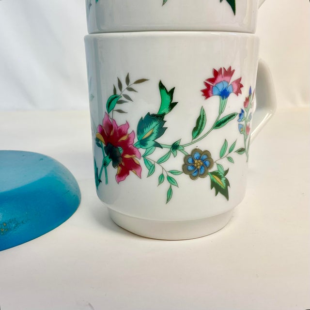 Mid-Century Modern 1970s Mid-Century Boho Chic Chinoiserie Flora Coffee Mugs on Tree - Set of 5. For Sale - Image 3 of 8