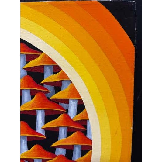 Repeating Mushroom Painting, Modern Style, Oil on Canvas, 1990s For Sale - Image 4 of 6