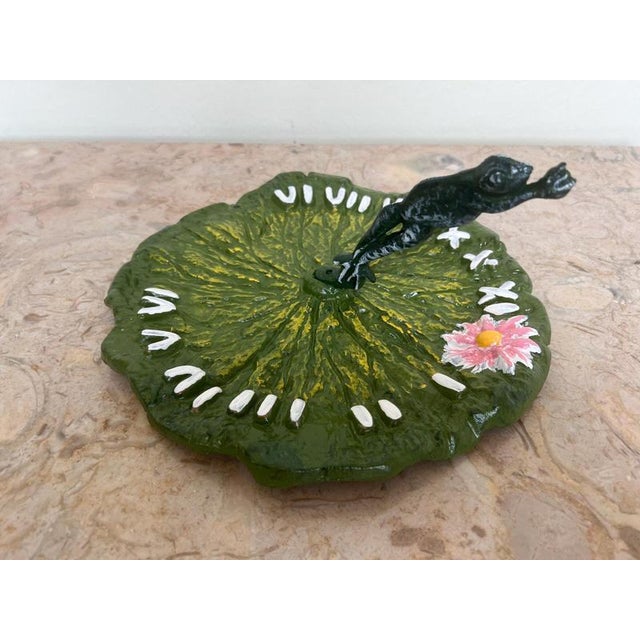 Edwardian Cast Iron Lily Pad Sundial with Leaping Frog For Sale - Image 6 of 7