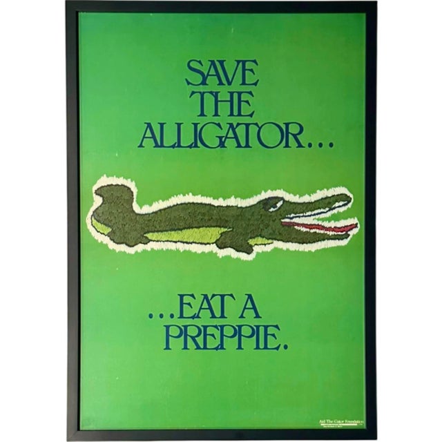 Vintage “Save the Alligator… Eat a Preppie” Framed Poster 1981 For Sale - Image 10 of 10
