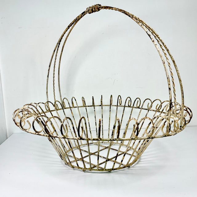 1950s Vintage French Art Nouveau Boho Chic Large Jardiniere Basket Planter. For Sale - Image 11 of 14