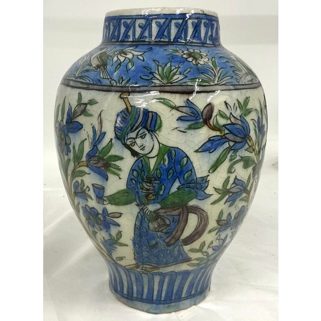 Large Antique Islamic Persian Qajar Glazed Ceramic Vase For Sale - Image 4 of 12
