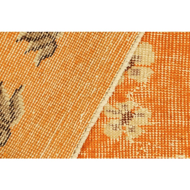 Textile Vintage Zeki Müren Rug in Orange, With Floral Patterns, From Rug & Kilim For Sale - Image 7 of 7