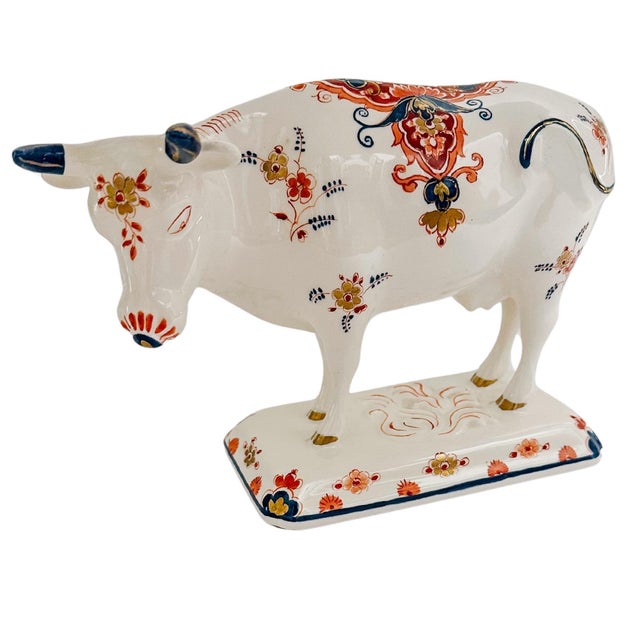 Traditional 1970 Royal Delft Polychrome Cow Figurine For Sale - Image 3 of 10