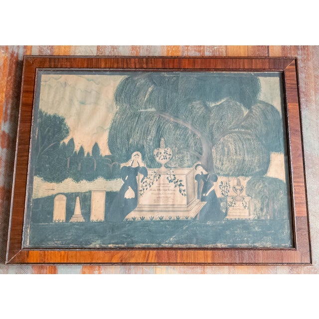 Early 19th Century 19th Century American Folk Art Memento Mori Memorial Watercolor Painting From Martha's Vineyard For Sale - Image 5 of 12