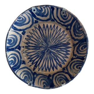 19th C Spanish Ceramic Lebrillo Blue and White For Sale
