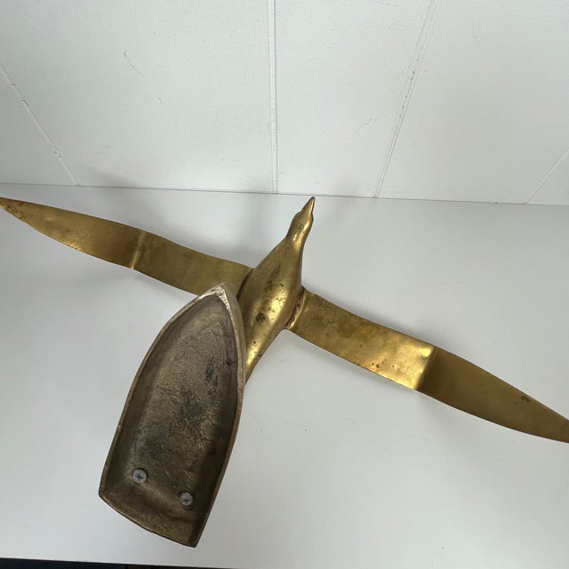 Vintage Mid-Century Modern Brass Flying Seagull Sculpture Solid Brass For Sale - Image 9 of 12