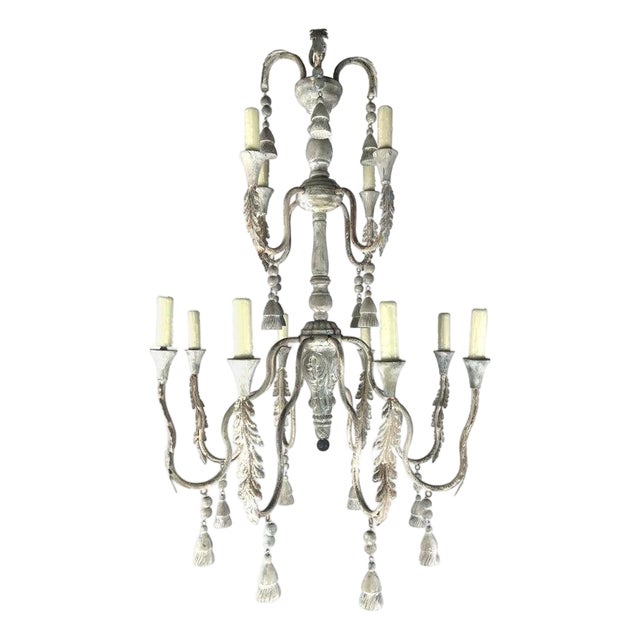 12-Light Hand-Painted Tuscan Chandelier by Melissa Levinson For Sale