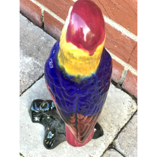 Ceramic Vintage Glazed Ceramic Parrot Figurine For Sale - Image 7 of 10