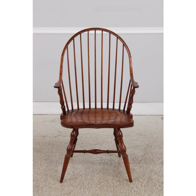 Set of 6 Robert Bergelin Cherry Windsor Style Dining Room Chairs For Sale - Image 4 of 17