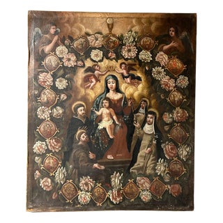 Central Italian Artist, Devotional Scene, Late 17th Century, Painting on Wood For Sale