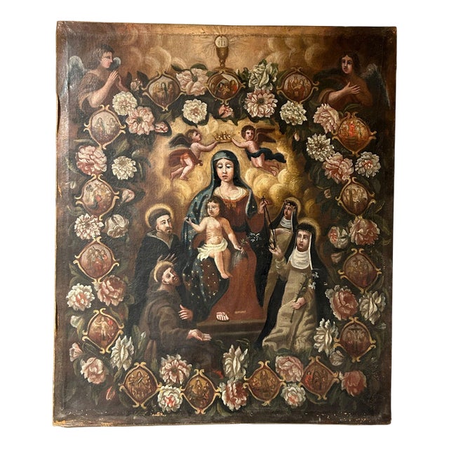 Central Italian Artist, Devotional Scene, Late 17th Century, Painting on Wood For Sale