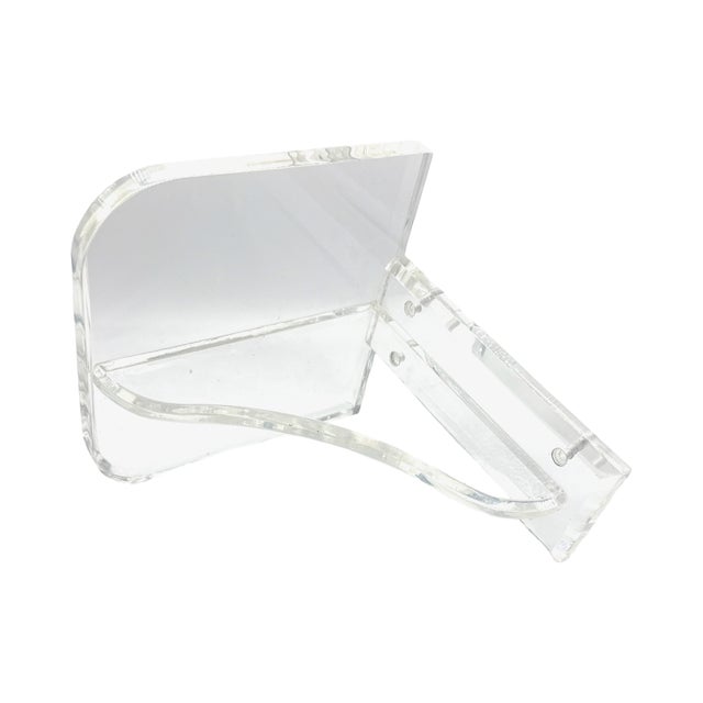 Transparent 1970s Vintage Thick Beveled Lucite Sculptural Wall Shelf For Sale - Image 8 of 10