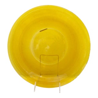 Chinese Amber Yellow Clear Peking Glass Large Rimmed Bowl For Sale