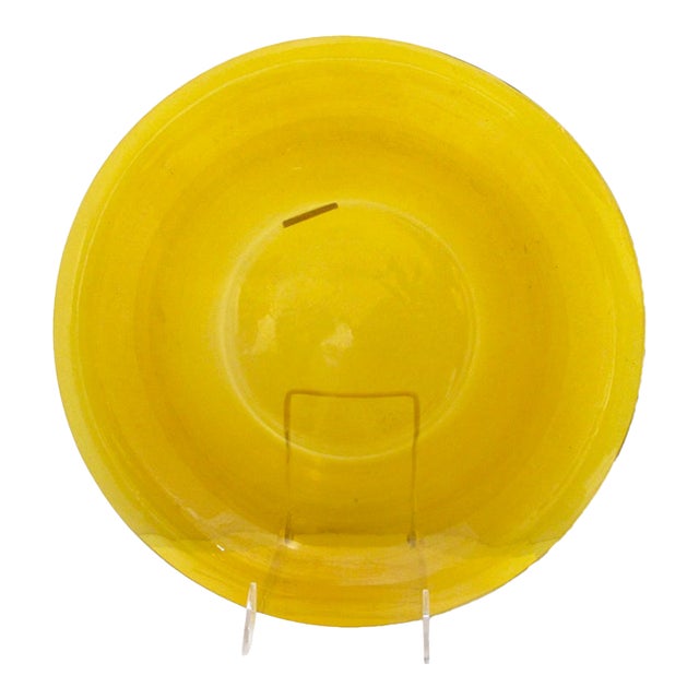 Chinese Amber Yellow Clear Peking Glass Large Rimmed Bowl For Sale