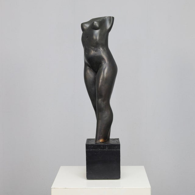 Francine Govers, Nude Female Torso, 1990s, Bronze & Stone For Sale - Image 3 of 12