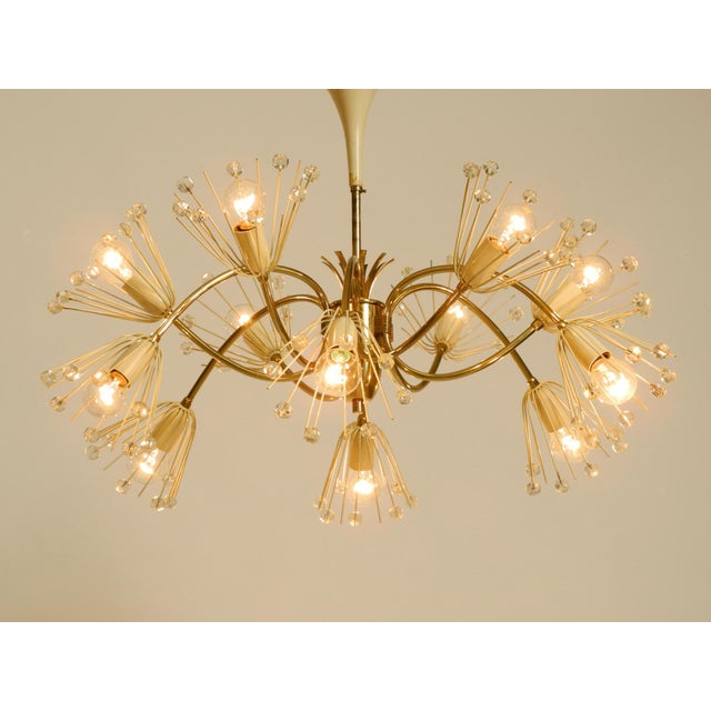 Mid-Century Modern Glass and Brass Chandelier by Rupert Nikoll, 1950s For Sale - Image 6 of 18