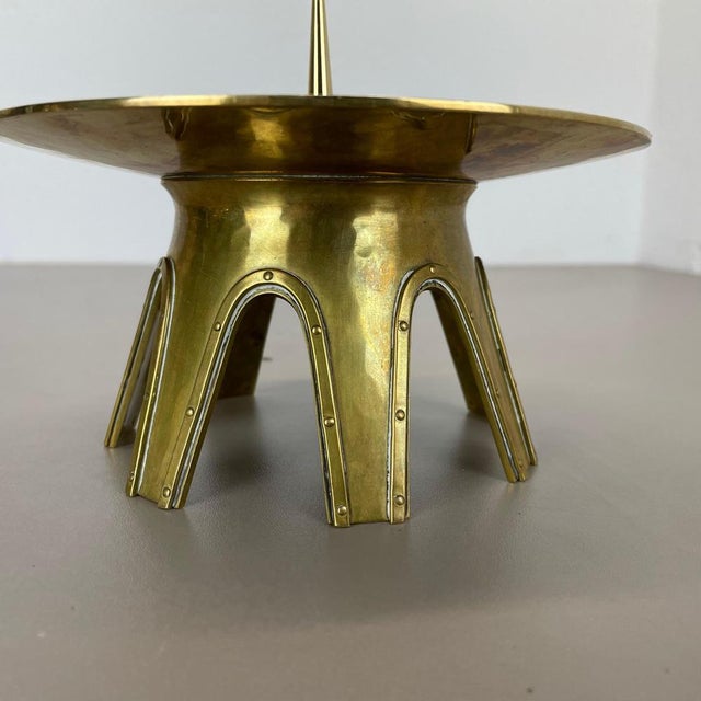 Modernist Brutalist Sculptural Brass Candleholder in the style of Auböck, Austria, 1950s For Sale - Image 16 of 18