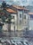 Vintage French Village by the Sea, Coastal Oil Painting in New Frame For Sale - Image 4 of 6