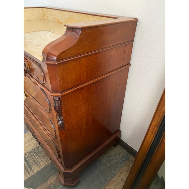Stone 1940s Burled Marble Top Commode For Sale - Image 7 of 9