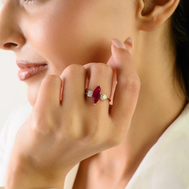 Victorian Chic Ruby Diamond Early 20s Engagement Ring in 14k Gold Size 6.5 For Sale - Image 4 of 14