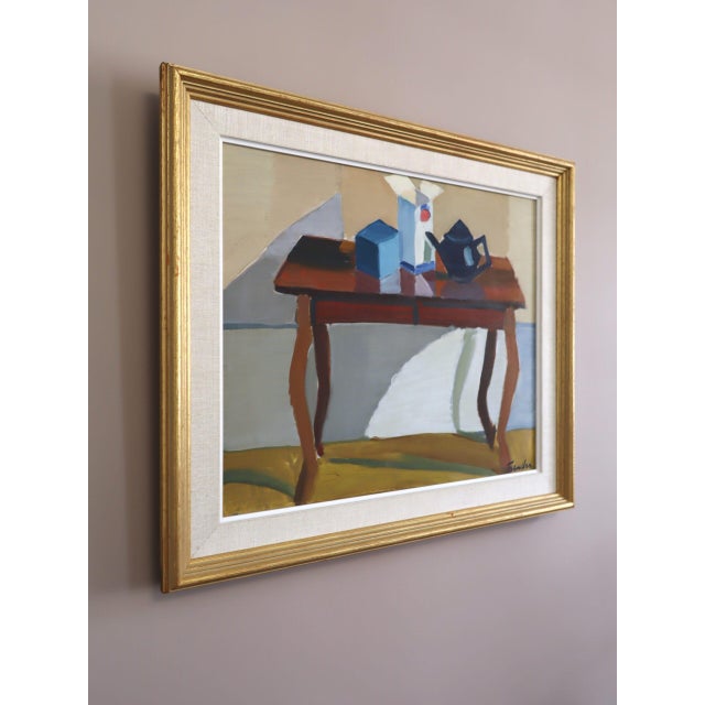Mid 20th Century Mid-Century Modern 'The Blue Teapot' Swedish Original Still Life Oil Painting, Framed For Sale - Image 5 of 12