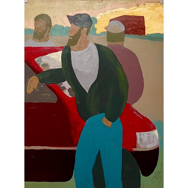 Paint Edward Avedisian, Large Hudson River Figurative Modernist Landscape Oil Painting Edward Avedisian For Sale - Image 7 of 12