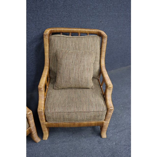 Late 20th Century Pair of Braxton Culler Split Reed Bamboo Lounge Chairs For Sale - Image 5 of 16