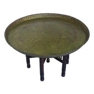 Moroccan Tray Table Brass Moorish, Circa Mid-20th Century For Sale