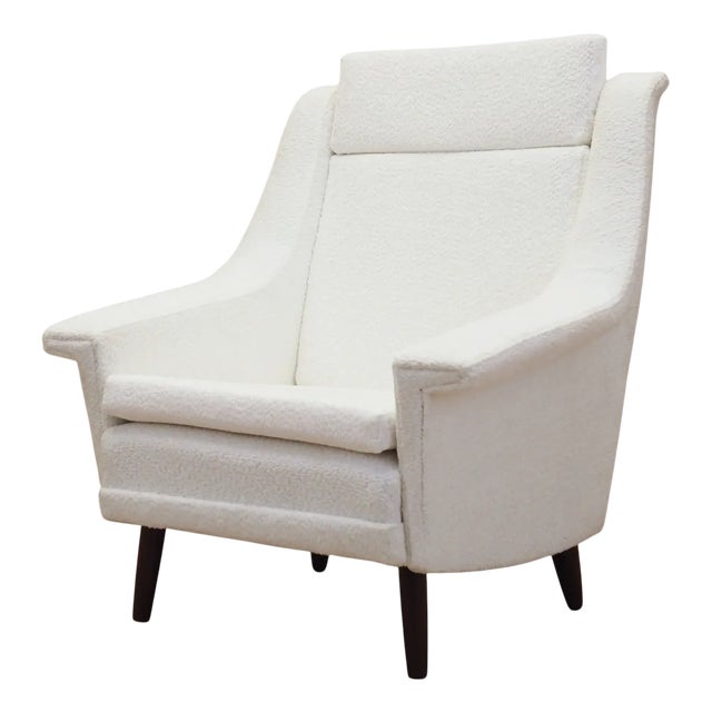 Danish White Armchair, 1970s For Sale