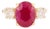 Art Deco Natural 3.19Ct Oval Cut Ruby & Diamond Ring Size 7 in 14k Yellow Gold For Sale