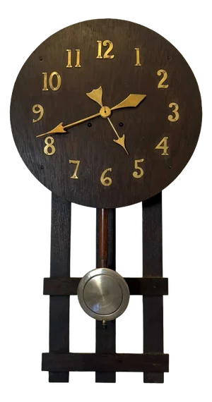 Antique Arts and Crafts Oak Wall Clock with 8-Day Striking Movement and Brass Numerals, 1900
