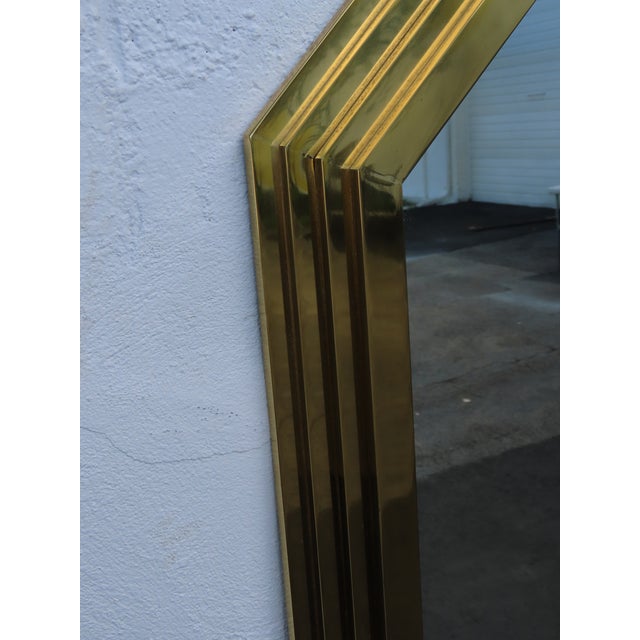 Willy Rizzo Italy 1970s Large Brass Octagon Wall Mirror 6455 For Sale - Image 10 of 11